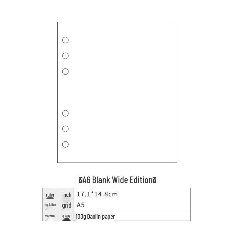 A5 6-Hole Loose-Leaf Planner Refill Paper - Grid, Lined, & Blank Pages