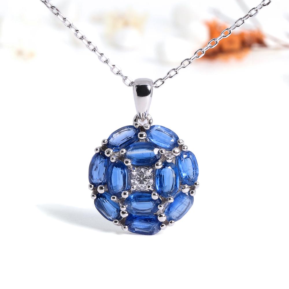 Light Luxury Real Gemstone Natural Blue Kyanite Pendant Necklace 925 Silver Fine Jewelry Elegant and Noble Gift for Women