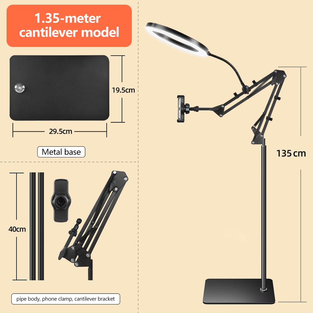 Phone Live Streaming Stand with LED USB Fill Light Flexible Gooseneck Adjustable Overhead Lighting for Phone Live Streaming Fill