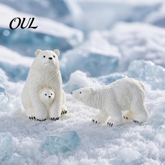Winter Themed Micro Ornaments Polar Bear Resin Mini Figurines, Mother Baby Miniature for Figurines Succulents Pots Fish Tanks, Waterproof Home