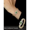 Vintage luxury emerald cluster zircon high-end bracelet - antique style bangle