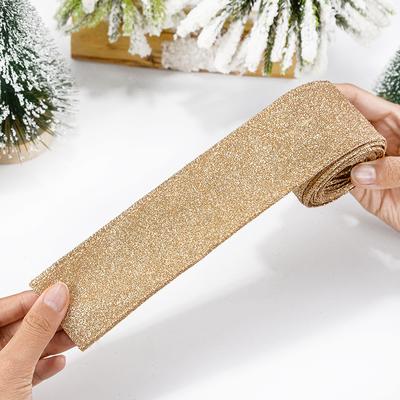 5M Christmas Ribbon Gold Silver Polyester Gliter Ribbon DIY Xmas Tree Bow Ornaments Kids Gifts Packaging Navidad Home Decoration
