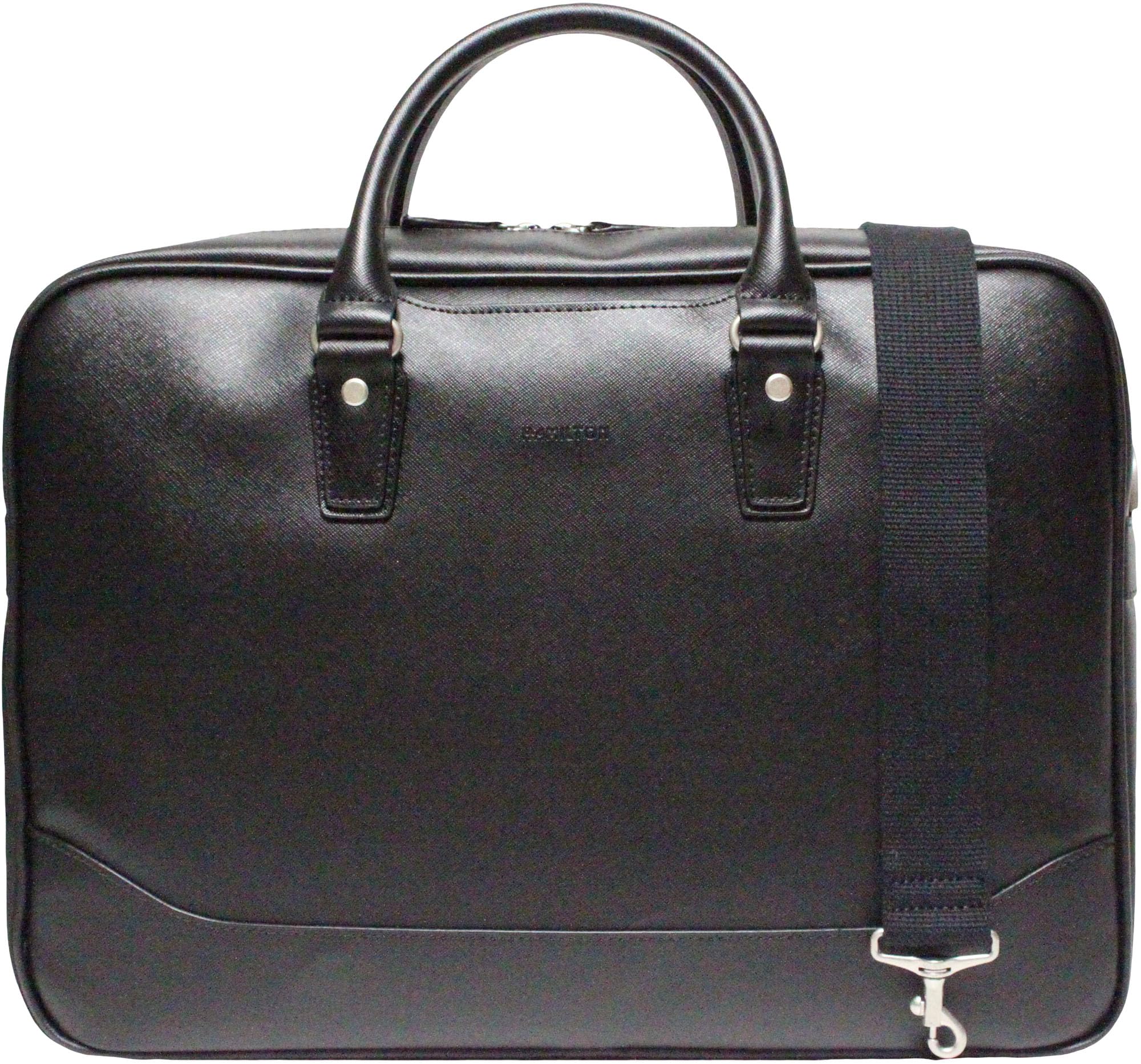 

Bercute Черная мужская деловая сумка, портфель, тоут, сумка через плечо, легкая, большой вместимости, вмещает документы формата B4 и A4, однотонная, 2-сторонняя, для поездок на работу