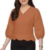 ZANZEA Women Casual V-Neck Solid Color Loose 3/4 Sleeve Blouse