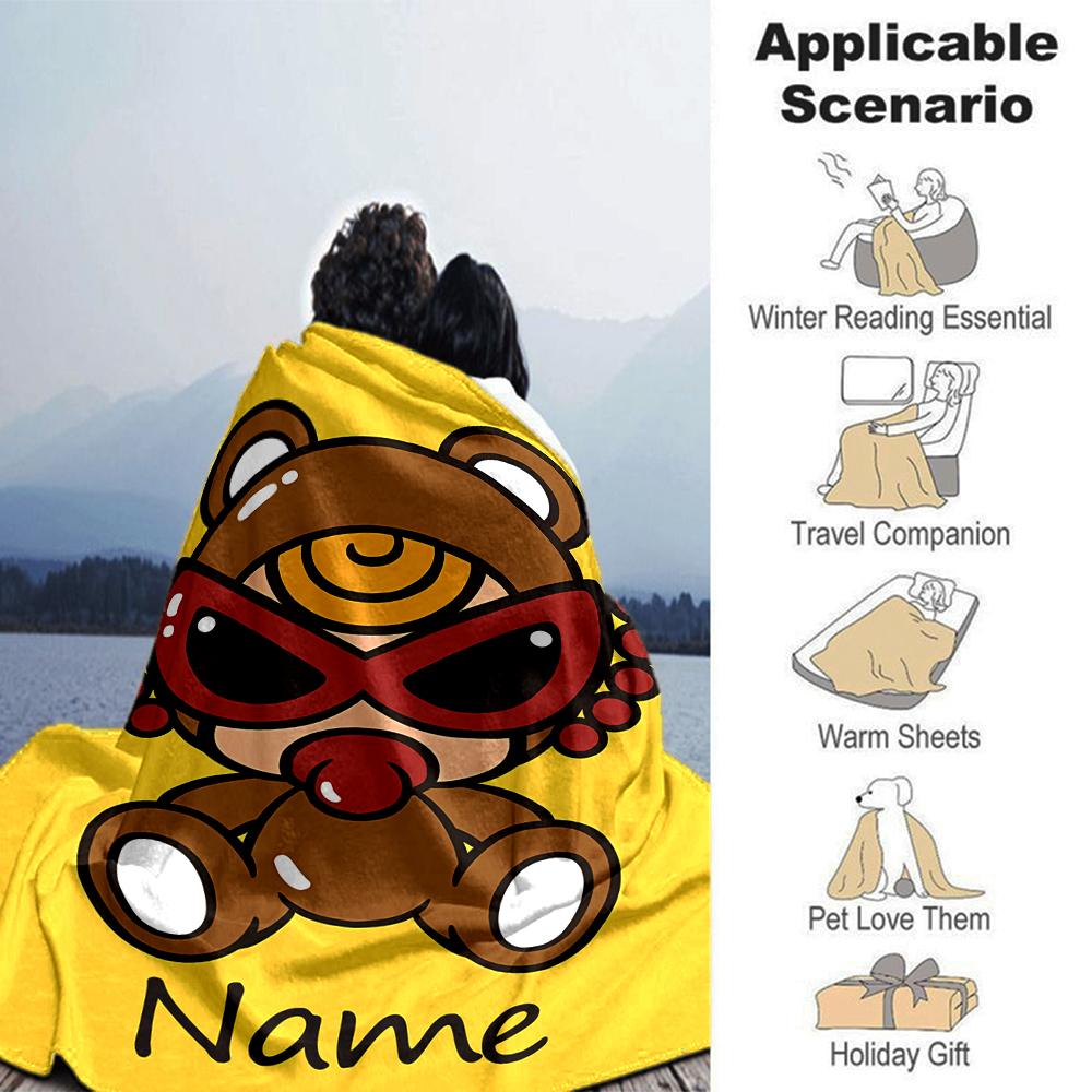 Customiz Name Personality Hysterical Mini Blanket Soft &Warm Sofa Office Bed Travel Lunch Break Blanket, Gift Suitable All Seasons