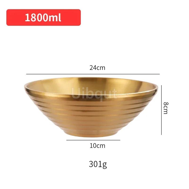 304 Stainless Steel Mixing Golden Hat Disc Korean Noodle Tableware Japanese Ramen Bowls Insulated Soup Ramen Bowl Bowlset