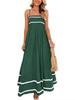 TK women's summer elegant long dress casual sleeveless thin shoulder strap pleated beach long dress dress