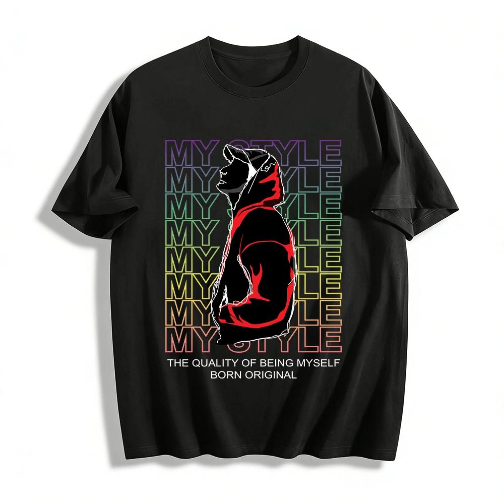 

Hoodie Style Print Tee Streetwear Self Expression Casual Top Pure cotton T-shirt XXS