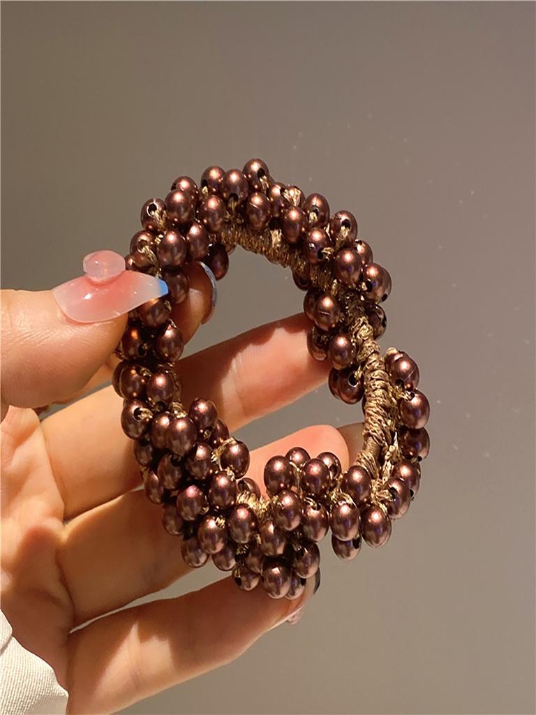 5 Farben Frau Elegant Perle Haargummis Perlen Mädchen Scrunchies Gummibänder Pferdeschwanzhalter Elastisches Haarband Haarschmuck