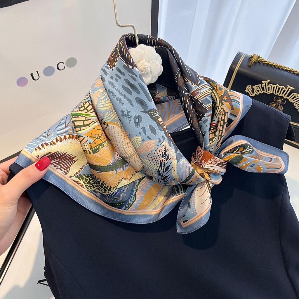 100% Pure Silk Scarf Women Hairband Foulard Square Female Headkerchief Mulberry Luxury Print Shawl Wraps Hijab Bandana Scarves