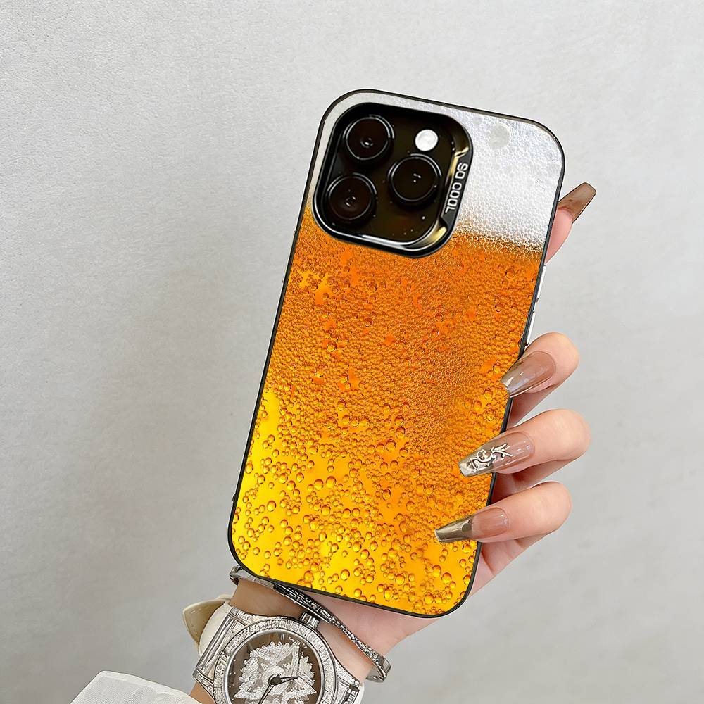 beer Phone Case For iPhone 17,16,15,14,13,12,11 Plus,Pro Max,XS,Colored Silver Plated Inside Cover