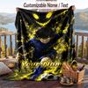 Personalized Flannel Throw Blanket,Blue Lock Custom Printed Name, Cozy Plush Blanket For Home Use