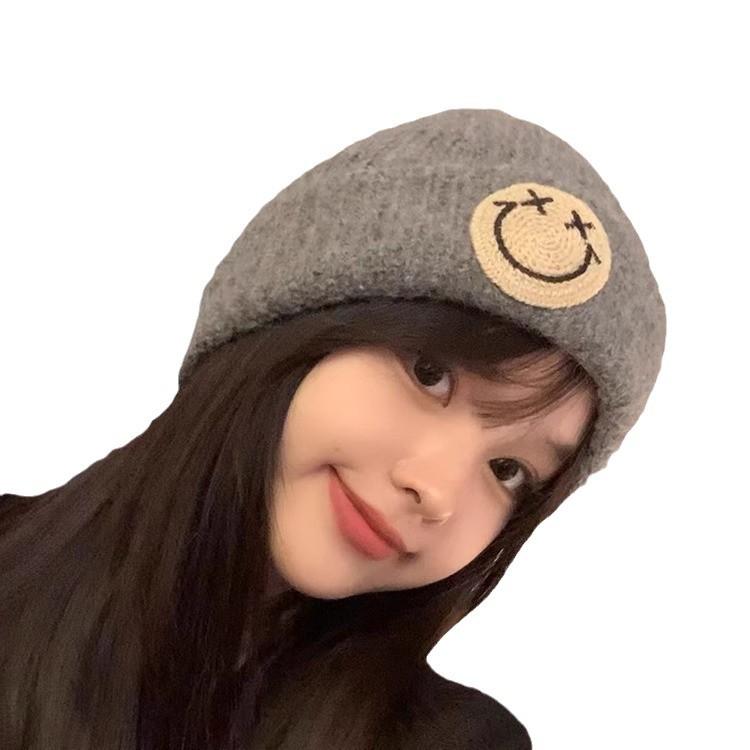 Women's Autumn and Winter Ins Fashion and Versatile Face Showing Small Knitted Big Head Circumference Warm Smiling Face Cold Hat