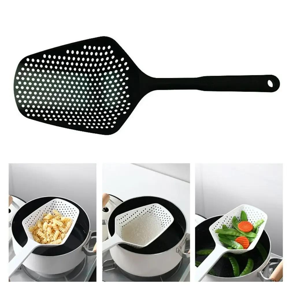 Plastic Strainer Spoon Long Handled Large Size Mesh Drain Scoop Portable Kitchen Cooking Tool Leaky Spoon Food Strainer