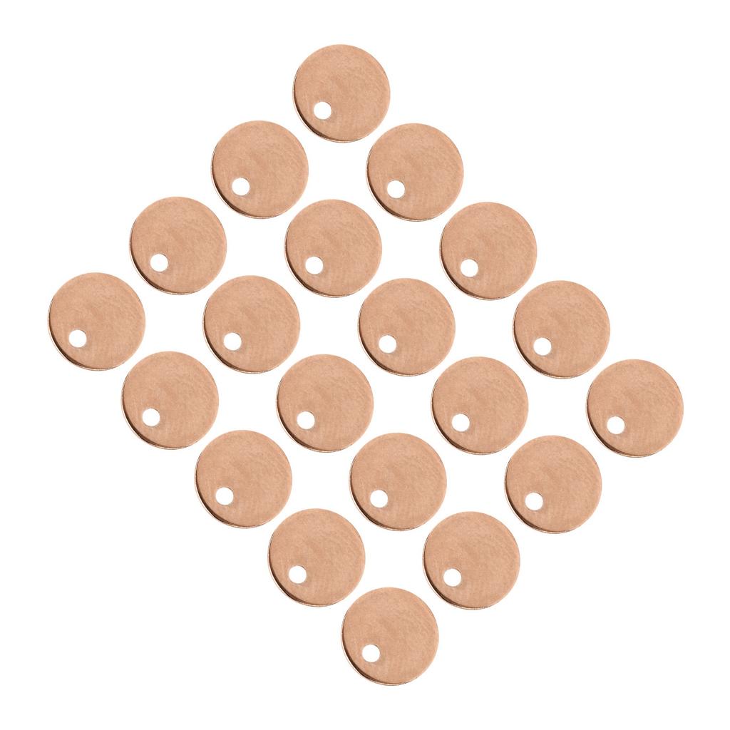 20pcs DIY Round Pendant Stainless Steel Dog Tag with Hole Jewelry Making AccessoryRose Gold 8mm