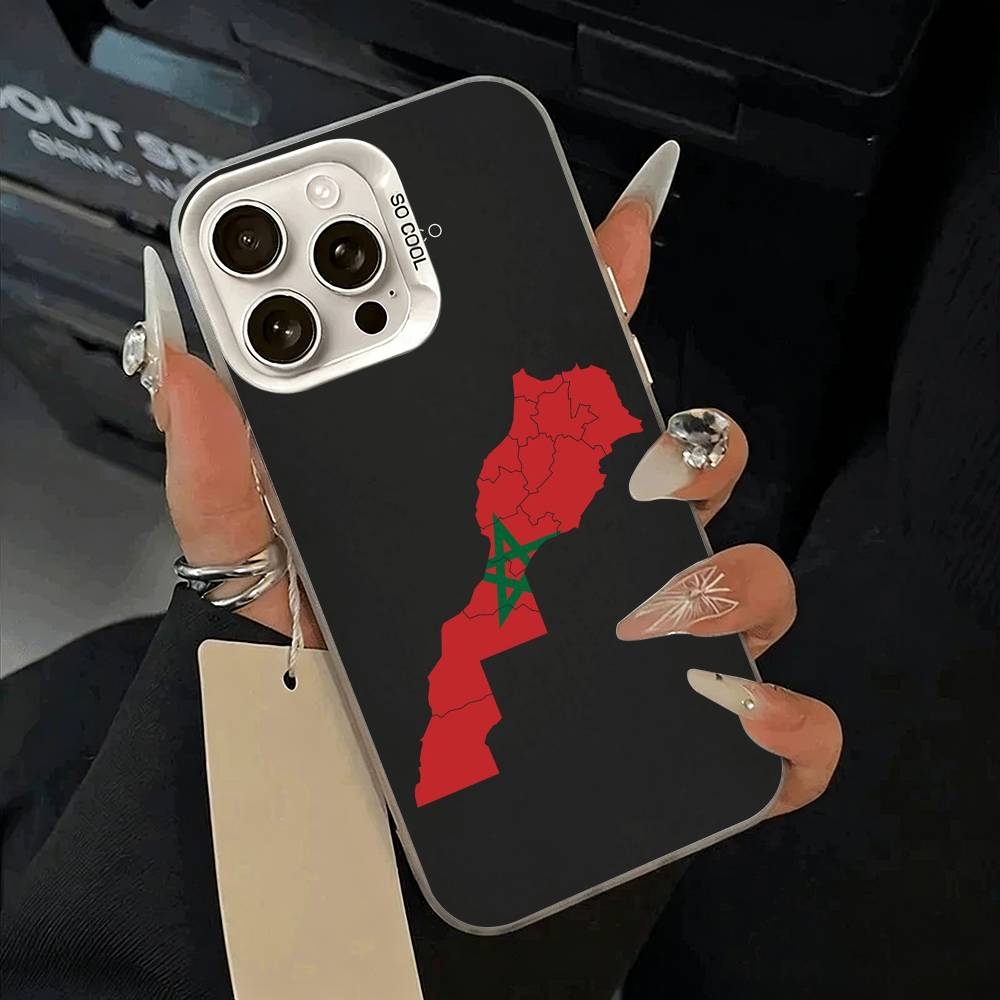 Morocco Flag Phone Case For iPhone 17,16,15,14,13,12,11 Plus,Pro Max,XS,white silver phone case