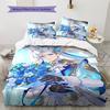 Genshin Pattern Bedding,Quilt Set Quilt Cover Pillowcase Home Birthday Gift (1 * duvet cover + 2 * pillowcase, without core)