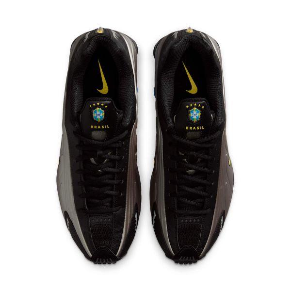 Nike Shox R4 Brazylia Męskie Trampki Czarne Canaray-Metaliczny-Cynowy-Jasny-Foto-Niebieski-Biały IO8134-001