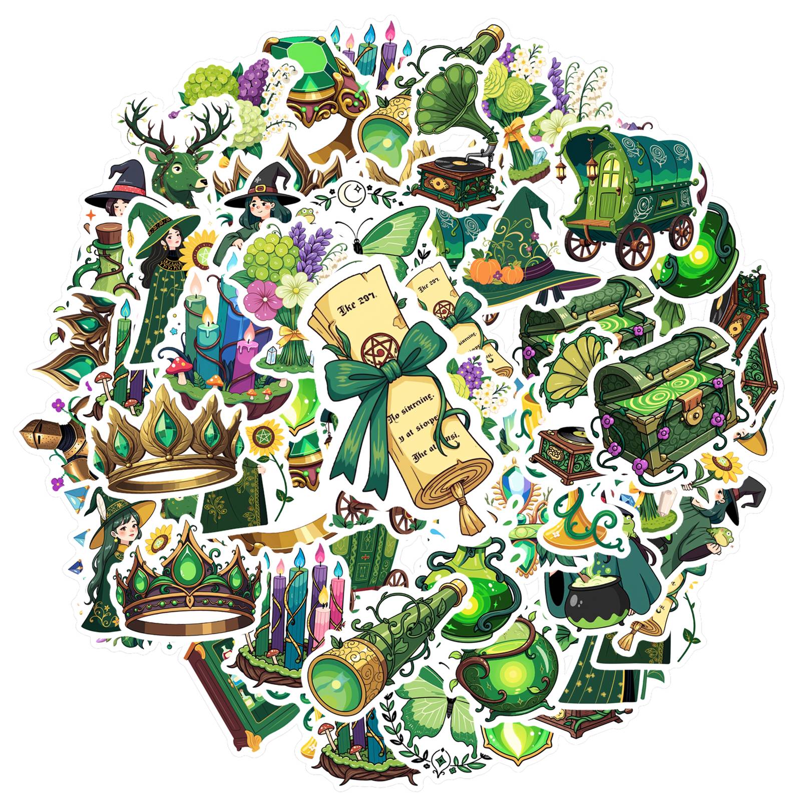 

35pcs-50pcs Charming Nature Stickers Cartoon Witchcraft Teacher Reward Stickers Animal Stickers For DIY Phone Laptop Scrapbook