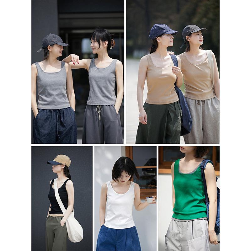 

2023 Versatile Loose Solid Color Knit Tank Top for Women Large