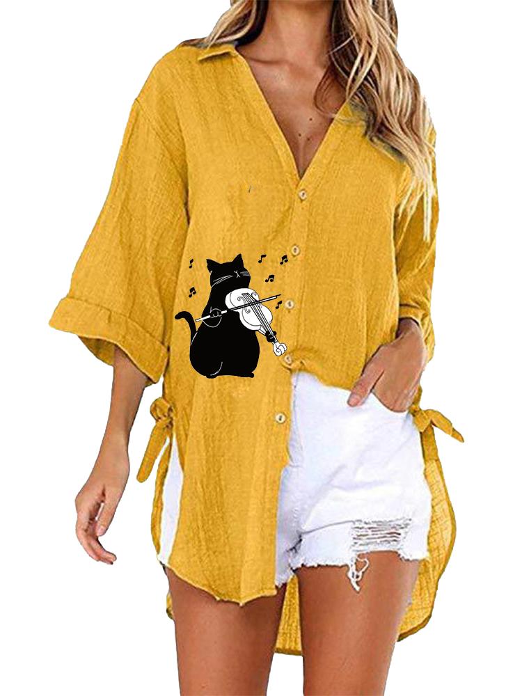 

Women Casual V Neck Half Sleeve Blouse Spring&summer Fashion Loose Printed T-shirt 5XL жёлтый
