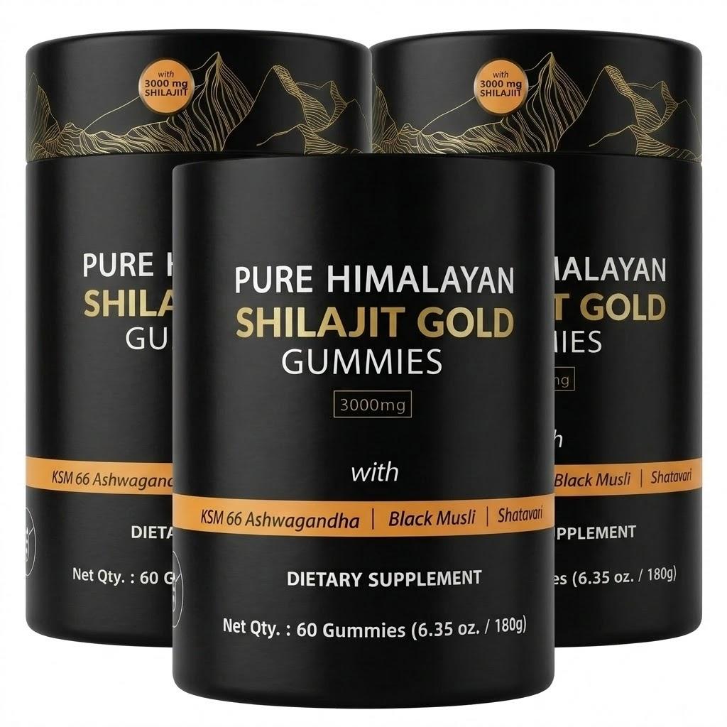 Himalayan Shilajit Gold Vitality Gummies (3000mg) | 60 Vegan Herbal Gummies