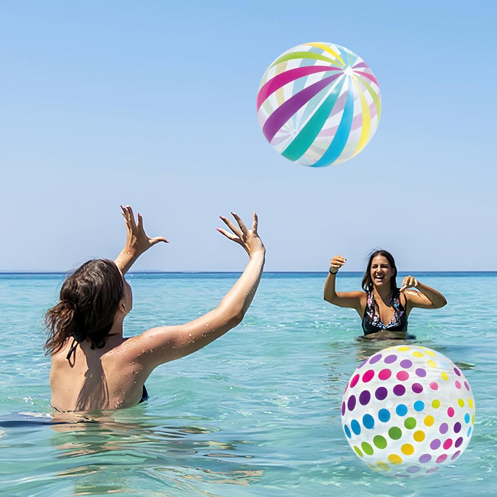 Umweltfreundliches PVC Farbgestreiftes Eltern-Kind Interaktives Spielzeug Outdoor Seaside Wasserspiel Aufblasbarer Kinderfußball Strandball