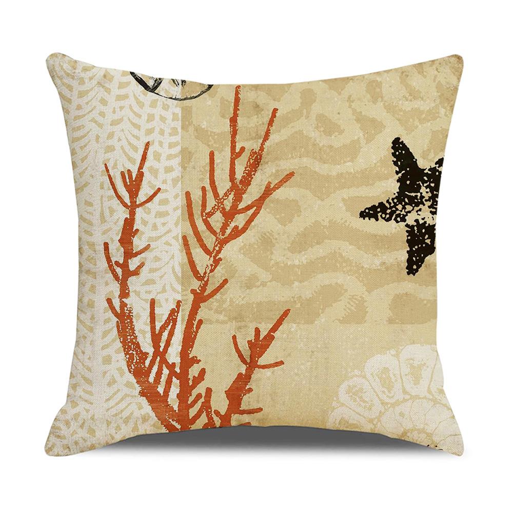 Retro Mediterranean Ocean Digital Print Linen Pillow Reading Cushion Home Furnishings