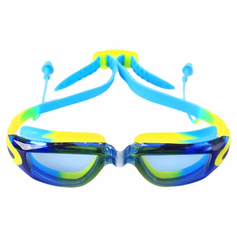 1 Pcs High Definition Transparent Children's Professional Swimming Goggles with Built-in Earplugs Waterproof and Anti Fog