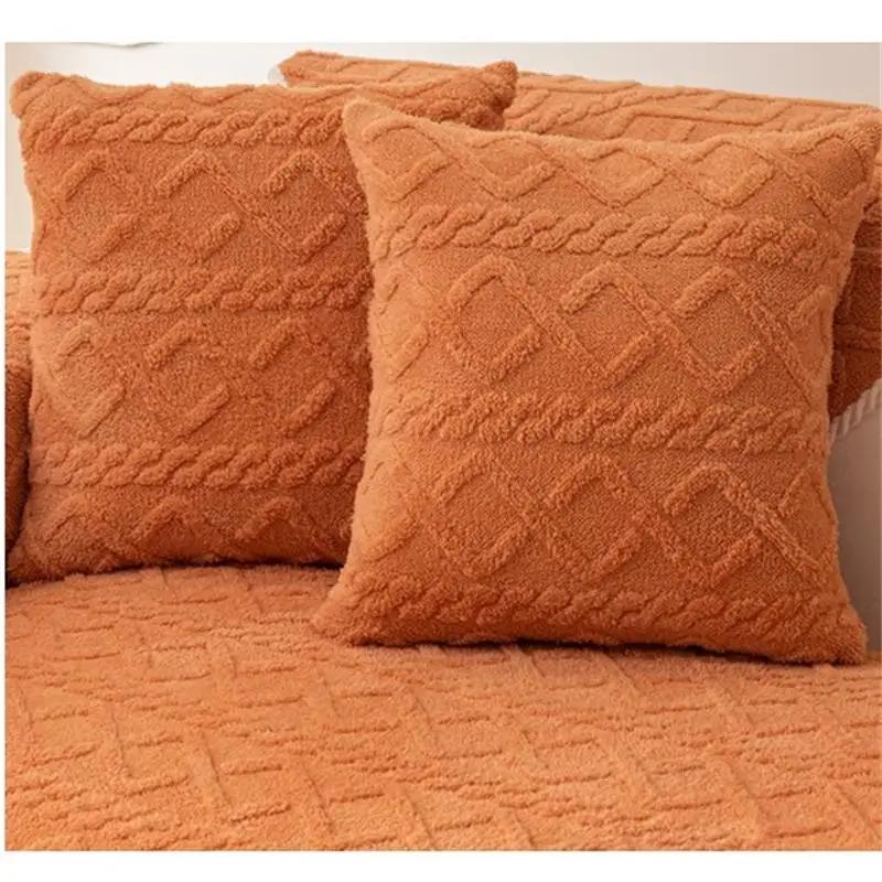 Jacquard Velvet Plush Quilted Sofa Towel Super Soft Non-slip Sectional Sofa Cover for Living Room L shape Couch Cover