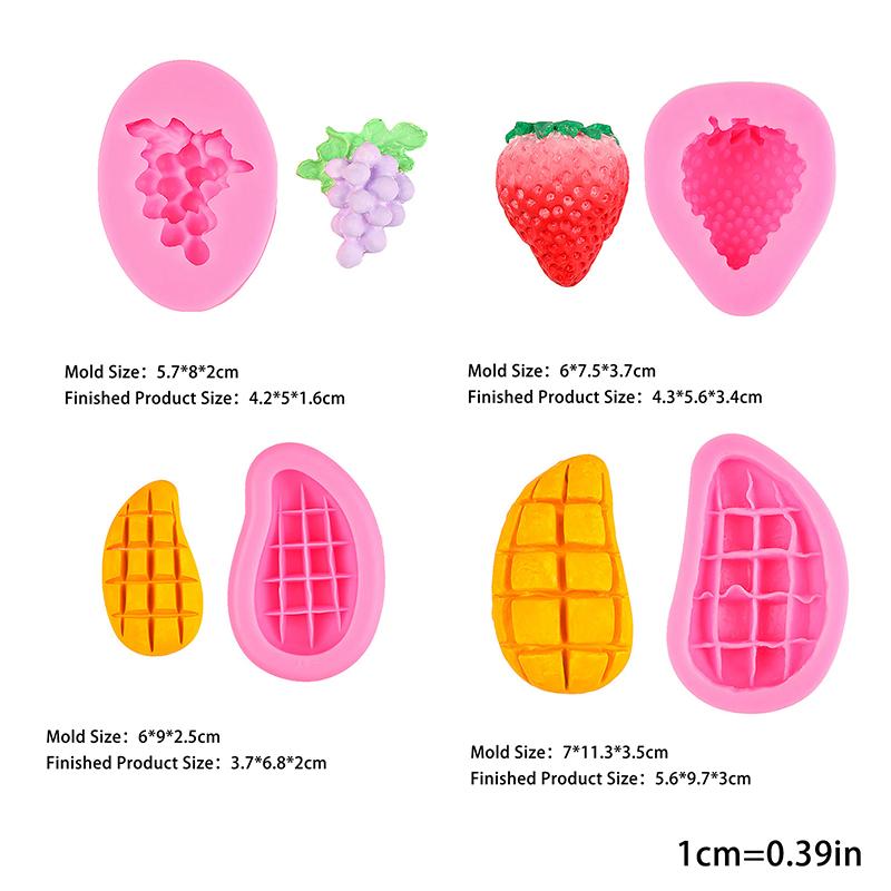 Silikonové nástroje na vaření s hrozny, mangem a jahodami na pečení, fondán, cukr, dort, zdobení, kuchyňské doplňky, pekařské pečivo