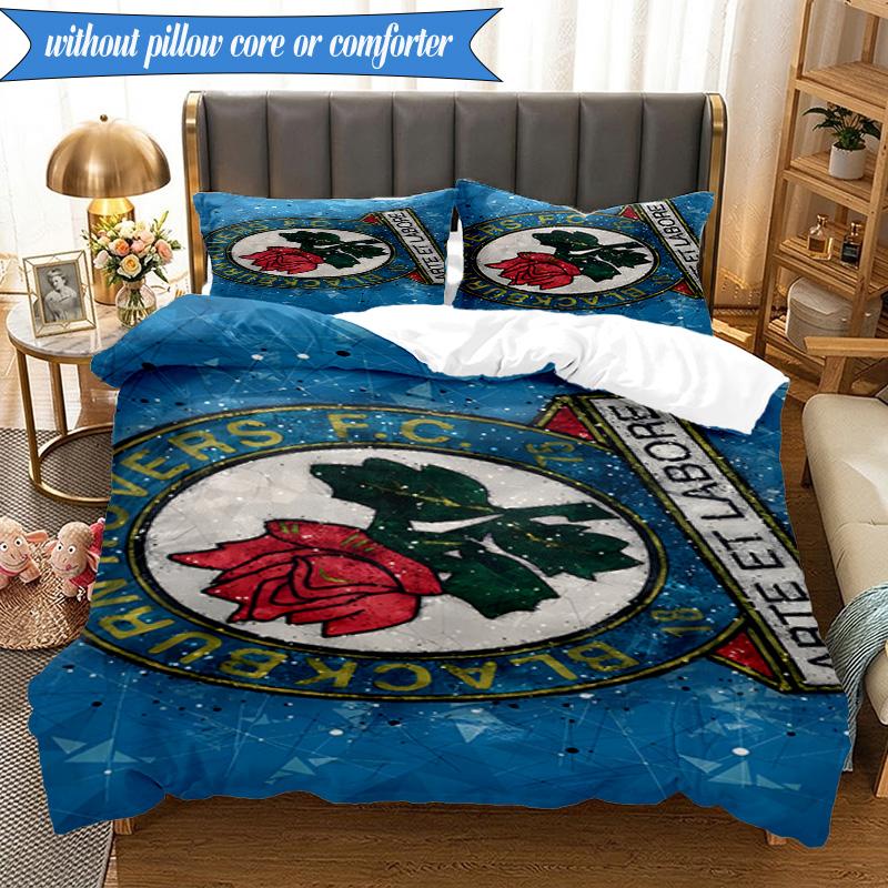 3PCS Blackburn Rovers Crest Football Club Soft Bedding Set,Including 1pc Duvet Cover And 2pcs Pillowcases Perfect for Bedroom, Dormitory, Fan Gift