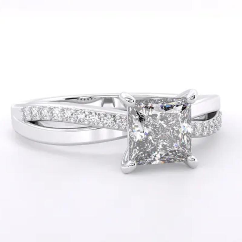 Classic Square Zircon Engagement Ring for Women, 925 Silver Plated Elegant Jewelry, Perfect Anniversary & Party Gift