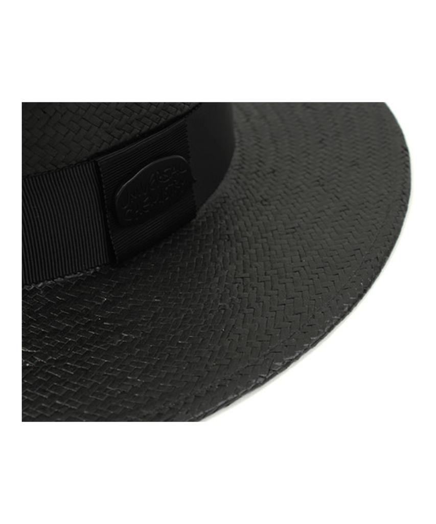 Black Flat Long Panama Hat