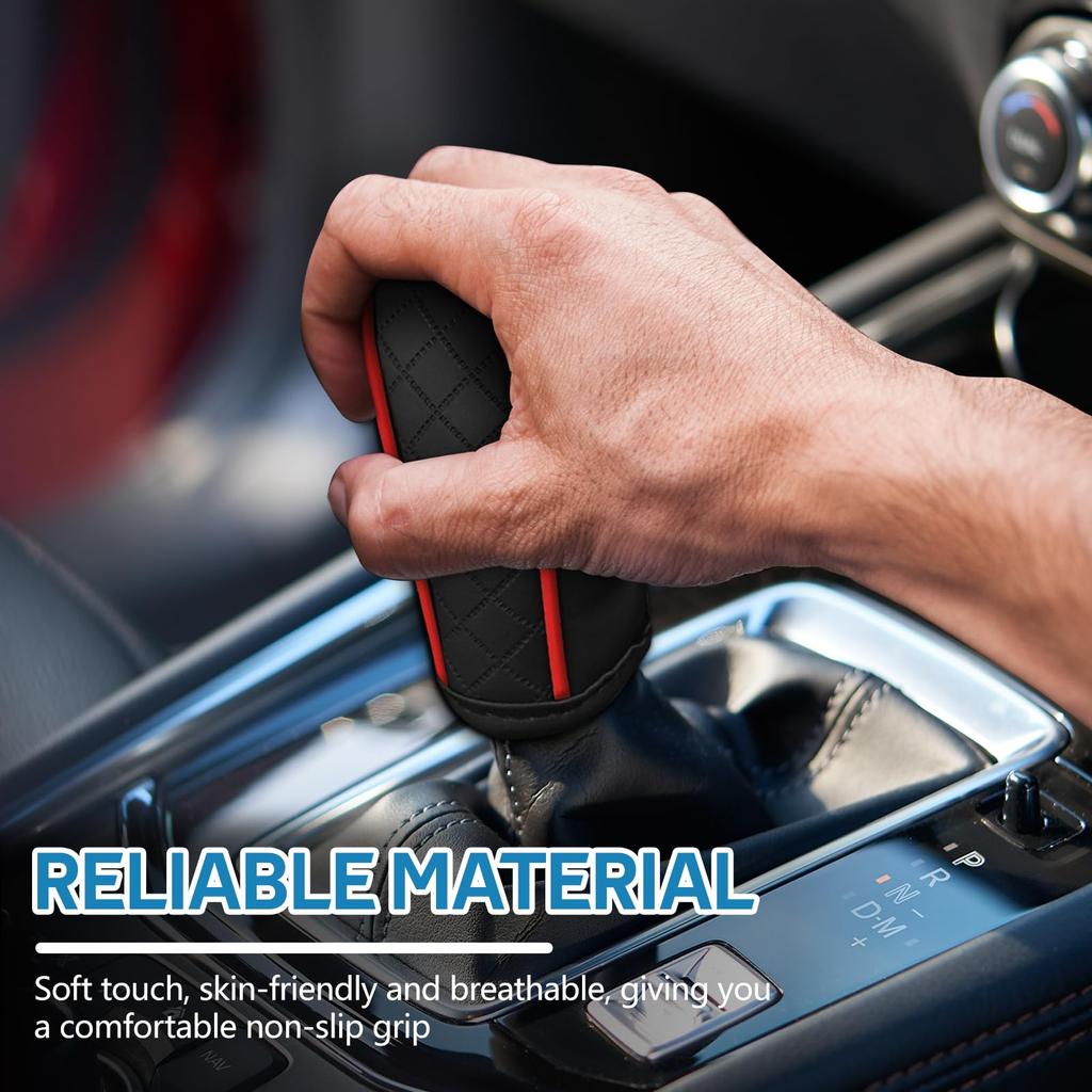 Wogomz Leather Car Shift Knob Cover,Anti-Slip Car Gear Shift Knob Cover,Anti-Scratch Stick Shift Cover