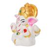White Resin Lord Ganesha Idol with Golden Mukut| Lord Ganesha Idol for Home Decor Office Car Dashboard| Ganesha Statue for Puja Room