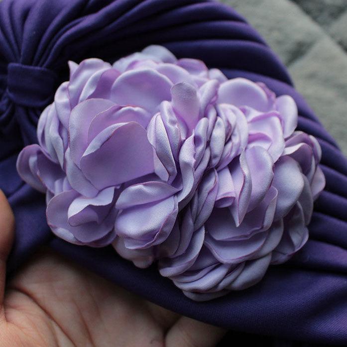 Spring and Summer Sweet Big Flower Headgear Retro Pullover Hat Female Dancing Confinement White Hair Headgear Travel Headscarf Hat