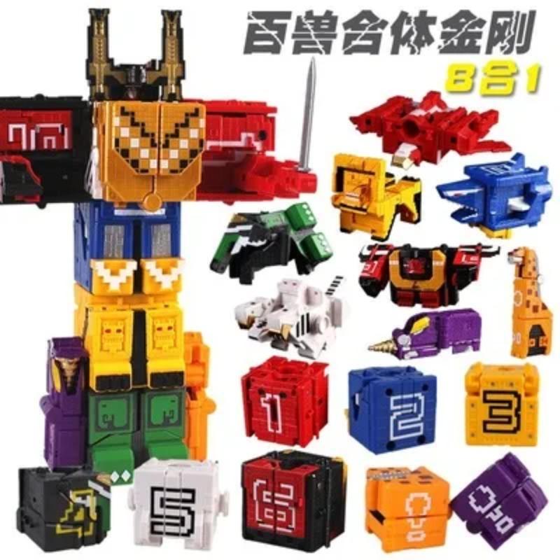 Power Montieren Lernspielzeug Mathe Würfel Verwandlungsroboter Ziffern Puzzle Ranger Tiere Jungen Spielzeug für Kinder