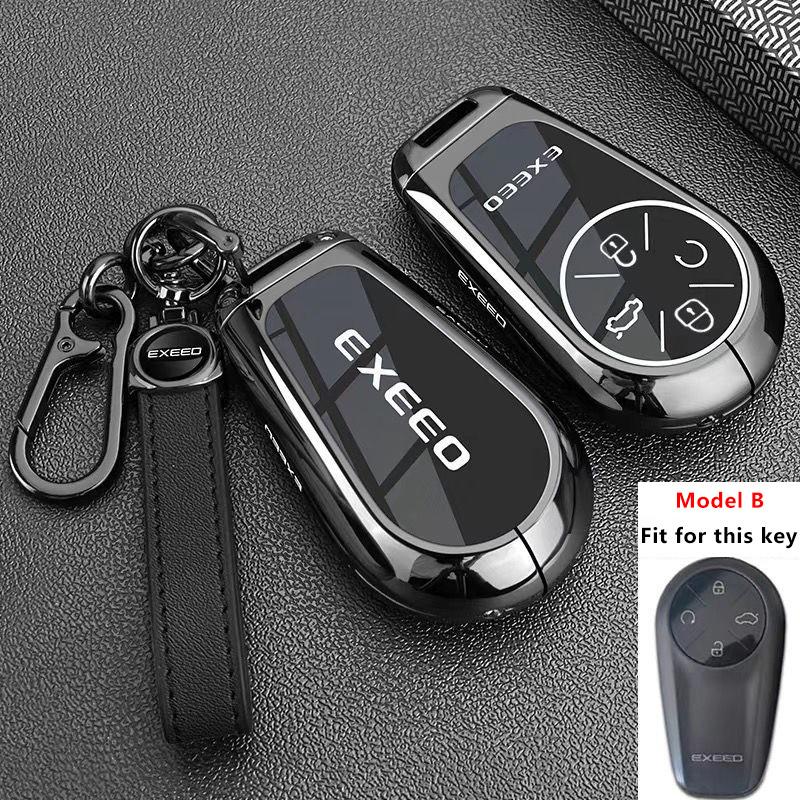 Zinc Alloy Car Key Case Cover For Chery Exeed Exlantix Et Rx Cdm Vx Lx Tx Txl Phev Keychain Ring Holder Fob Shell Accessories
