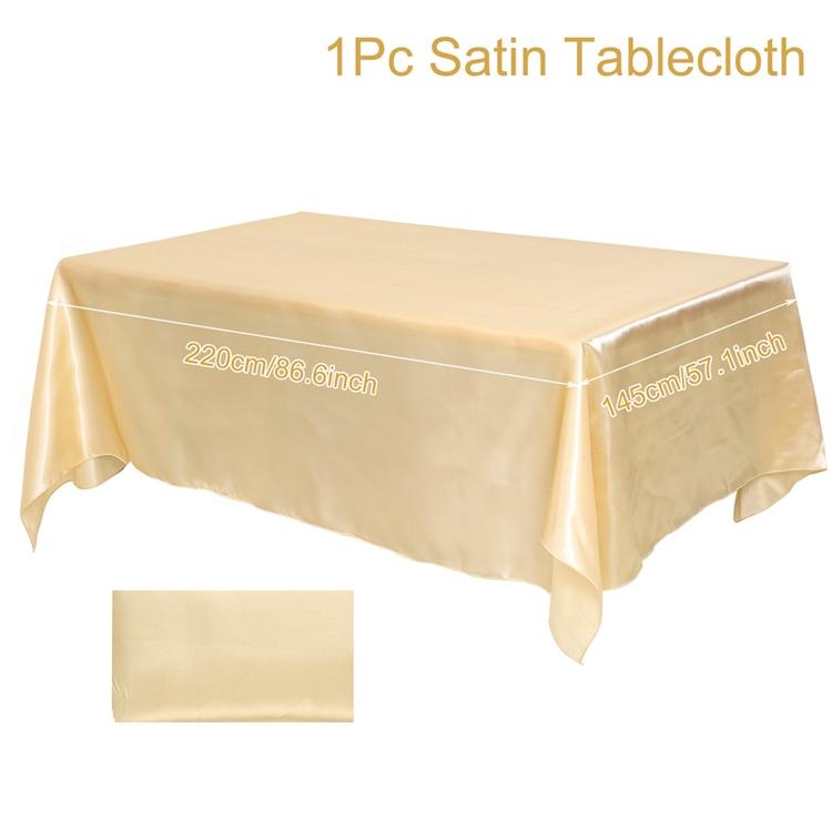 Satin Tablecloth For Wedding 145x220cm Bright Smooth Silk Table Cover for Wedding Banquet Anniversary Dining Table Decor