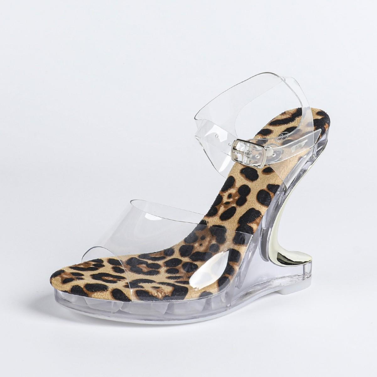 

2026 New Fashionable Versatile Transparent One-word Sandals French Open-toe Crystal Heel Fashion Sandals LFD-9930-1 40 жовтий