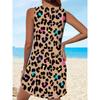 Colorful Leopard Print Sleeveless A Line Dress for Women Summer Casual Boho Style Mini Dress  Overseas Printing