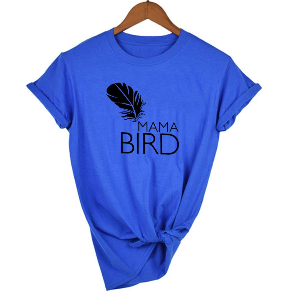 Mama Bird Print Mom Life T Shirt Round Neck Summer Aesthetic Vintage Tops Tumblr Female Clothes