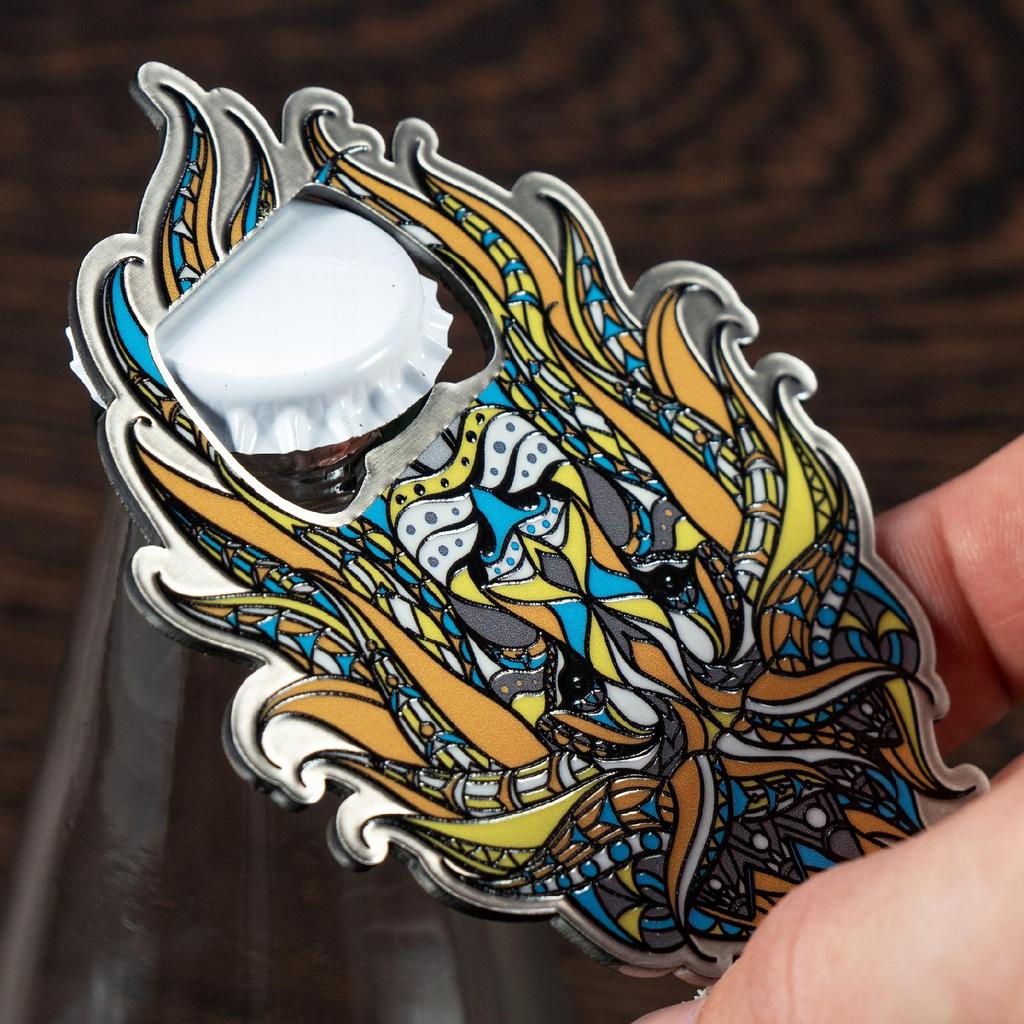 KADAX Otwieracz Stalowy Do Butelek Napojów Kapsli Lew