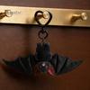 Versatile Keychain 1/2/3Pcs Pendant, Black Alloy Spring Buckle Key Chain, Double-Layer Plush Bat Denim Bag Charm Wings Holder, Goth Style Red