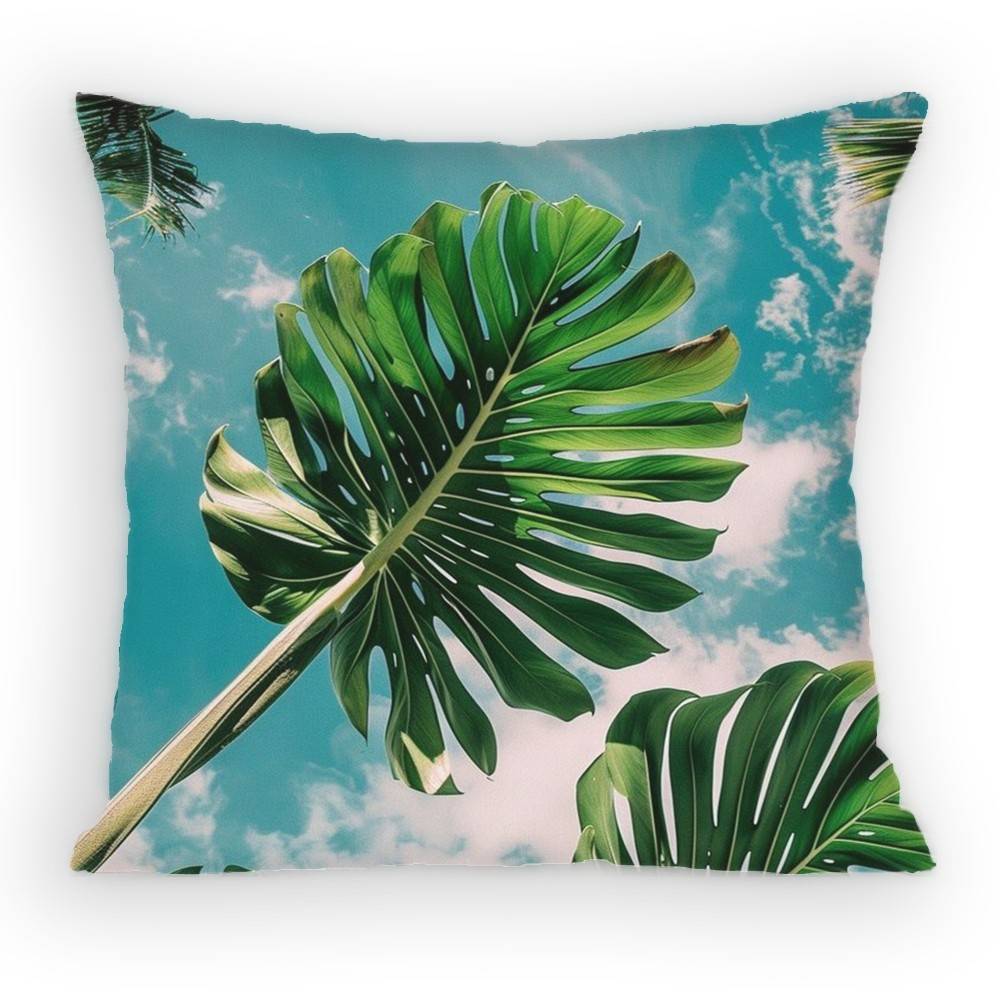 Summer Refreshing Coconut Palm Tree Beach Pillow Case Antidustmite Pillowcase Invisible zipper silky Sofa cover for bedroom