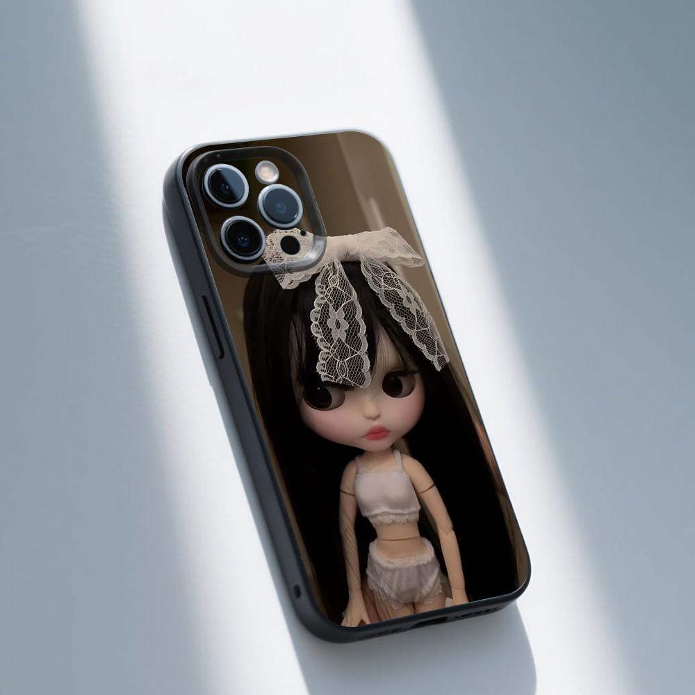 Cute B-Blythes Doll Phone Case For iPhone 16,15,14,13,12,11,Pro,Max,Plus,X,XS,XR,SE,8,7,Mini,Soft Silicone Black Case