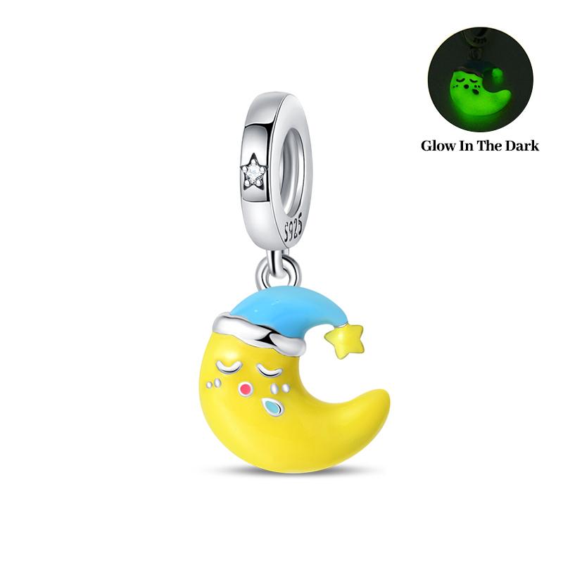 New 925 Silver Color Flowers Luminous Stars Charms Beads Fit 3mm 925 Bracelets DIY Graduation Party Jewelry