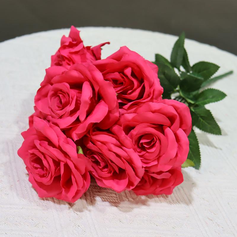 9-Head Diamond Rose Silk Bouquet for Wedding & Home Décor