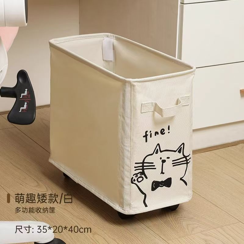 Slim Laundry Basket with Wheels Rolling Oxford Fabric Clothes Hamper Collapsible Storage Bin Toy Organizer for Narrow Space